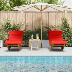 Chaises Longues à Bascule avec Coussins 2 pcs en Bois Massif Acacia 