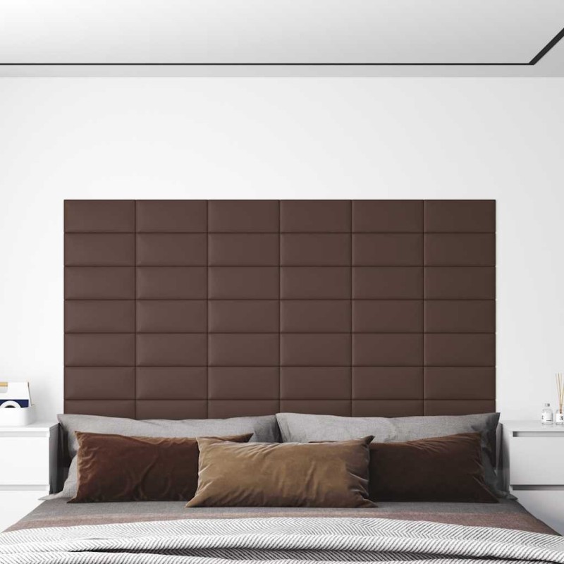 Panneaux muraux 12 pcs Marron 30x15 cm Similicuir 0,54 m² 