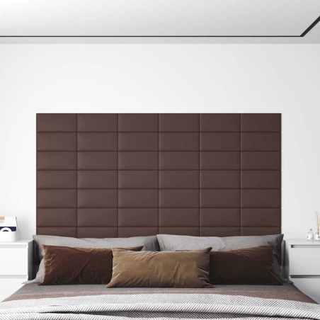 Panneaux muraux 12 pcs Marron 30x15 cm Similicuir 0,54 m² 