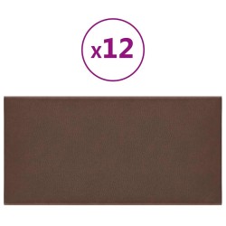 Panneaux muraux 12 pcs Marron 30x15 cm Similicuir 0,54 m² 