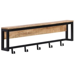 Porte-manteau 87x10x27 cm bois de manguier massif brut 