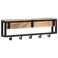Porte-manteau 87x10x27 cm bois de manguier massif brut 
