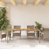 Table de jardin beige 190x90x75 cm résine tressée bois d'acacia 