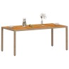 Table de jardin beige 190x90x75 cm résine tressée bois d'acacia 