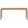 Table de jardin beige 190x90x75 cm résine tressée bois d'acacia 