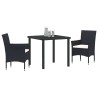 Ensemble de jardin 3 pièces en poly rotin noir 