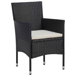 Ensemble de jardin 3 pièces en poly rotin noir 