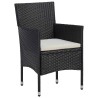 Ensemble de jardin 3 pièces en poly rotin noir 