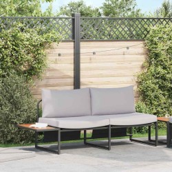 Canapé de jardin 2 places avec coussins gris clair 