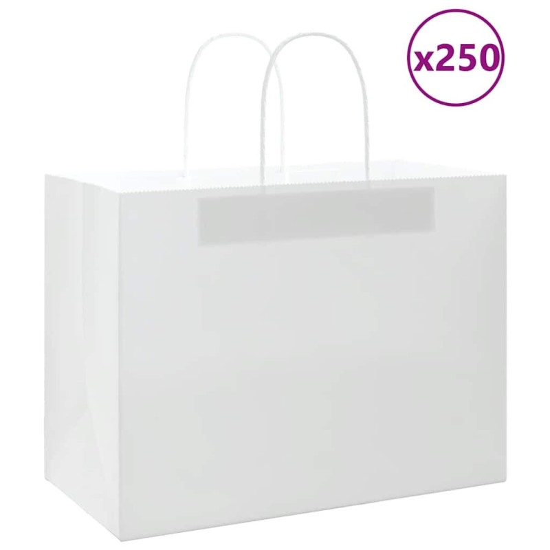 Sacs en papier 250 pcs avec poignées blanc 32x17x25 cm 
