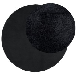 Tapis OVIEDO à poils courts noir Ø 120 cm 