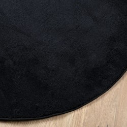 Tapis OVIEDO à poils courts noir Ø 120 cm 