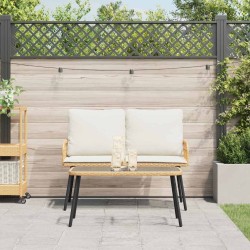 Set de Salle à Manger de Jardin 2 Pièces avec Coussins en Poly Rattan Naturel 