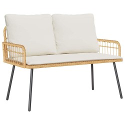 Set de Salle à Manger de Jardin 2 Pièces avec Coussins en Poly Rattan Naturel 