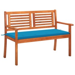 Banc de jardin 2 places avec coussin 120 cm Bois d'eucalyptus 