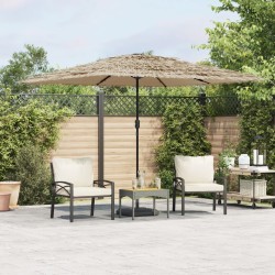Parasol de jardin avec LED et mât en acier marron 290x290x238cm 