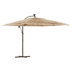 Parasol de jardin avec LED et mât en acier marron 290x290x238cm 