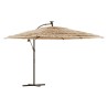 Parasol de jardin avec LED et mât en acier marron 290x290x238cm 