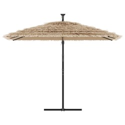 Parasol de jardin avec LED et mât en acier marron 290x290x238cm 