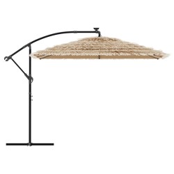 Parasol de jardin avec LED et mât en acier marron 290x290x238cm 