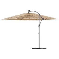 Parasol de jardin avec LED et mât en acier marron 290x290x238cm 