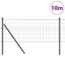 Clôture Euro avec 7 poteaux 0,4 x 10 m en acier galvanisé gris 