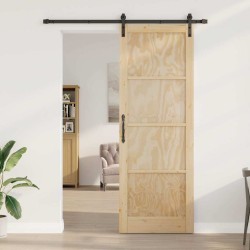 Porte coulissante avec kit de matériel 83x232 cm en bois massif de pin 
