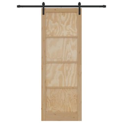 Porte coulissante avec kit de matériel 83x232 cm en bois massif de pin 