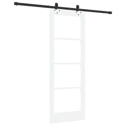 Porte coulissante avec set de matériel 'ORKDAL'en bois massif blanc et verre 