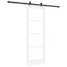 Porte coulissante avec set de matériel 'ORKDAL'en bois massif blanc et verre 