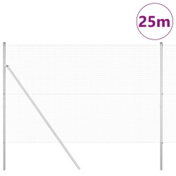 Clôture en fil soudé avec 13 poteaux 1,6x25 m Acier galvanisé 