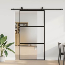 Porte coulissante avec kit de quincaillerie noir 102,5x205 cm 