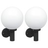 Appliques murales 2 pcs Acier inoxydable noir IP44 