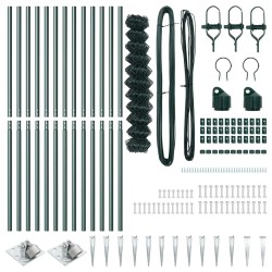 Jeu de Poteaux de Clôture Vert 1 x 25 m Acier galvanisé 