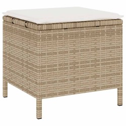 Ensemble de salle à manger de jardin 3 pièces avec coussins en beige en poly rotin et acacia 