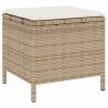 Ensemble de salle à manger de jardin 3 pièces avec coussins en beige en poly rotin et acacia 