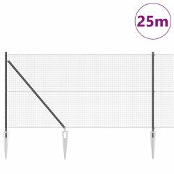 Set de poteaux de clôture Ensemble de 2 Gris Plastique 25 x 1 m 