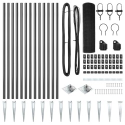 Set de poteaux de clôture Ensemble de 2 Gris Plastique 25 x 1 m 