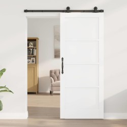 Porte Coulissante avec Ensemble de Quincaillerie 'ORKDAL'Blanc Bois Massif Pin 