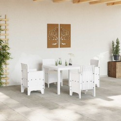 Ensemble de salle à manger de jardin 5 pcs Blanc 