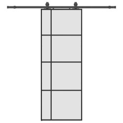 Porte coulissante kit de quincaillerie noir 76x205 cm verre ESG 