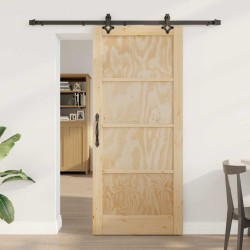 Porte coulissante avec ensemble quincaillerie 86x198,5 cm Bois de pin massif 