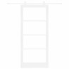 Porte coulissante avec ensemble de matériel 'ORKDAL'en bois massif blanc & verre 