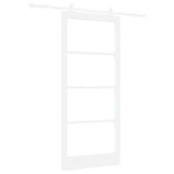 Porte coulissante avec ensemble de matériel 'ORKDAL'en bois massif blanc & verre 