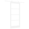 Porte coulissante avec ensemble de matériel 'ORKDAL'en bois massif blanc & verre 