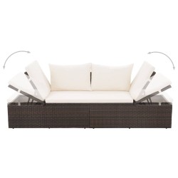 Lit de jardin Marron 195x60 cm Résine tressée 
