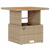 Ensemble de salle à manger de jardin 3 pièces avec coussins beige en poly rattan et acacia 
