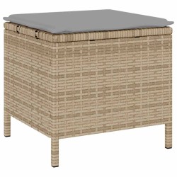 Ensemble de salle à manger de jardin 3 pièces avec coussins beige en poly rattan et acacia 