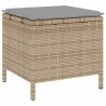 Ensemble de salle à manger de jardin 3 pièces avec coussins beige en poly rattan et acacia 