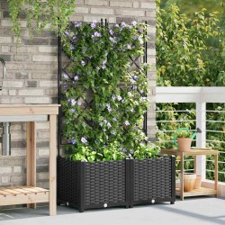 Jardinière de jardin avec treillis 2 pcs Noire 80x40x143 cm 